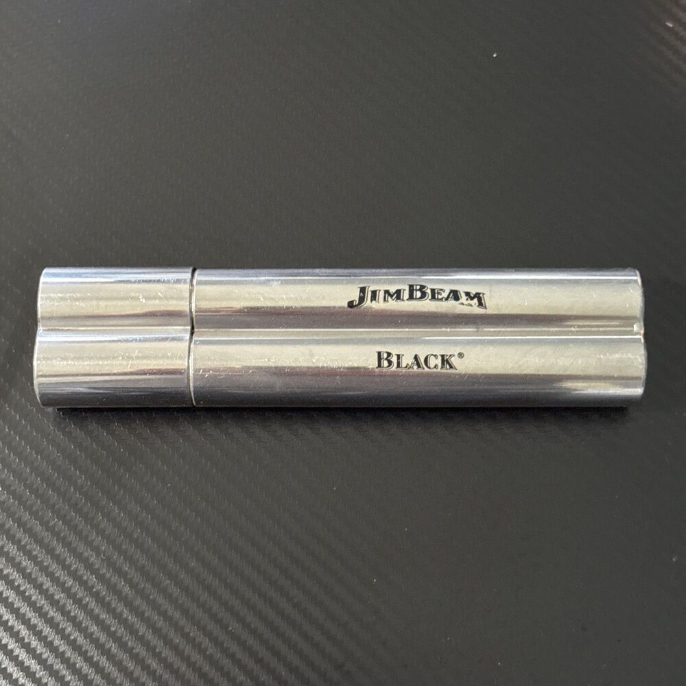 Jim Beam Black Stainless Steel Whiskey Flask & Cigar Case‎
